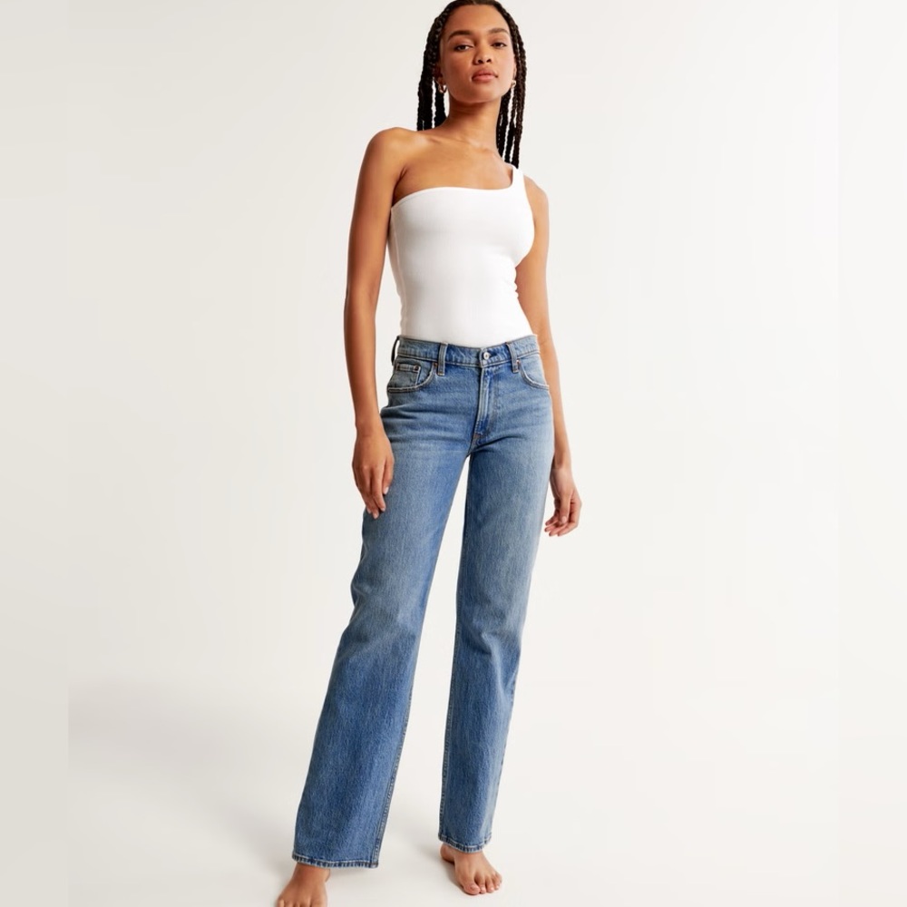 Abercrombie & fitch curve love the 90s baggy low rise jeans size 2 blue